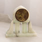 Vintage White Grey Green Alabaster Stone Clock (Made in Germany)