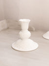 Vintage White Milk Glass Daisy and Button Candlestick