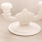 Vintage White Milk Glass Daisy & Button Double Candleholder