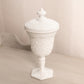 Vintage White Milk Glass Daisy & Button Pedestal Lidded Dish