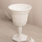 Vintage White Milk Glass Daisy & Button Pedestal Lidded Dish