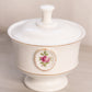 Vintage White Milk Glass Footed Hand Painted Floral Lidded Dish