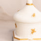 Vintage White Milk Glass Lidded Bee Dish with Gold Tone Accents
