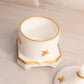 Vintage White Milk Glass Lidded Bee Dish with Gold Tone Accents