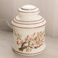 Vintage White Milk Glass Lidded Jar with Butterfly and Floral Designs