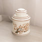 Vintage White Milk Glass Lidded Jar with Butterfly and Floral Designs