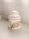 Vintage White Milk Glass Lidded Jar with Butterfly and Floral Designs