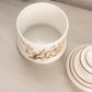 Vintage White Milk Glass Lidded Jar with Butterfly and Floral Designs