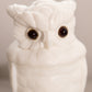 Vintage White Milk Glass Owl Lidded Dish with Purple Eyes