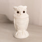 Vintage White Milk Glass Owl Lidded Dish with Purple Eyes