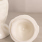 Vintage White Milk Glass Owl Lidded Dish with Purple Eyes