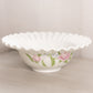 Vintage White Milk Glass Rose and Lattice Floral Ruffled Bowl