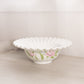 Vintage White Milk Glass Rose and Lattice Floral Ruffled Bowl