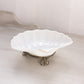 Vintage White Milk Glass Shell Dish with Silver Tone Metal Base