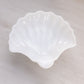Vintage White Milk Glass Shell Dish with Silver Tone Metal Base