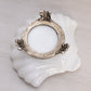 Vintage White Milk Glass Shell Dish with Silver Tone Metal Base