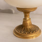 Vintage White Opaline Glass Lidded Dish with Gold Tone Accents