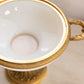 Vintage White Opaline Glass Lidded Dish with Gold Tone Accents