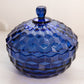 Vintage Whitehall Circular Dark Blue Glass Lidded Dish