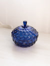 Vintage Whitehall Circular Dark Blue Glass Lidded Dish