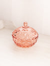 Vintage Whitehall Circular Peachy Pink Glass Lidded Dish