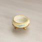 Vintage Yellow Ceramic Blue Floral 3-Toed Salt Cellar