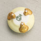 Vintage Yellow Ceramic Blue Floral 3-Toed Salt Cellar