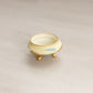 Vintage Yellow Ceramic Blue Floral 3-Toed Salt Cellar