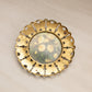Vintage Yellow Flowers in Vase Print with Thin Brass Butterfly Frame