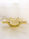 Vintage Yellow Gold Glass Daisy & Button Bowl with 2 Fancy Handles