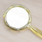 Vintage Yellow Iridescent Glass Charlotte's Web Handled Flower Mirror