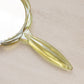 Vintage Yellow Iridescent Glass Charlotte's Web Handled Flower Mirror