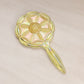 Vintage Yellow Iridescent Glass Charlotte's Web Handled Flower Mirror