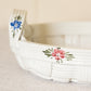 Capodimonte Ceramic White Handled Basket with Floral Details