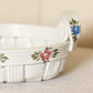 Capodimonte Ceramic White Handled Basket with Floral Details