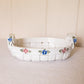 Capodimonte Ceramic White Handled Basket with Floral Details
