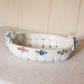 Capodimonte Ceramic White Handled Basket with Floral Details