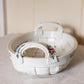 Capodimonte Ceramic White Handled Basket with Floral Details