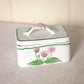 White Ceramic Floral Lidded Floral Rectangular Box