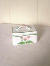 White Ceramic Floral Lidded Floral Rectangular Box