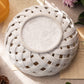 White Circular Woven Ceramic Basket Bowl Made in Italy