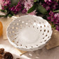 White Circular Woven Ceramic Basket Bowl Made in Italy