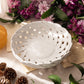 White Circular Woven Ceramic Basket Bowl Made in Italy