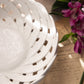 White Circular Woven Ceramic Basket Bowl Made in Italy