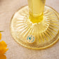 Vintage Tall Yellow Glass Dalzell Viking Fan & Diamond Vase