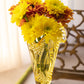 Vintage Tall Yellow Glass Dalzell Viking Fan & Diamond Vase