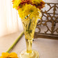 Vintage Tall Yellow Glass Dalzell Viking Fan & Diamond Vase