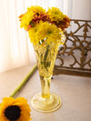 Vintage Tall Yellow Glass Dalzell Viking Fan & Diamond Vase