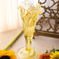 Vintage Tall Yellow Glass Dalzell Viking Fan & Diamond Vase
