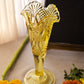 Vintage Tall Yellow Glass Dalzell Viking Fan & Diamond Vase